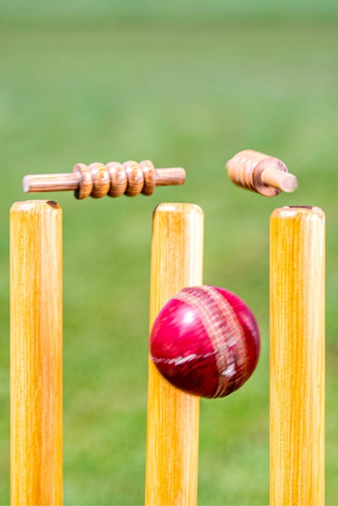 Ashes Cricket Tours Stumps broken by cricket ball